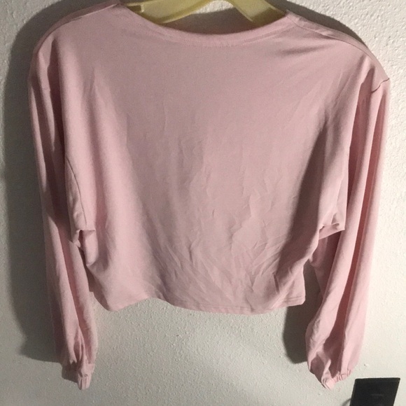 Pink Cropped Relaxed Sweatshirt with Full Sleeves - Picture 1 of 5